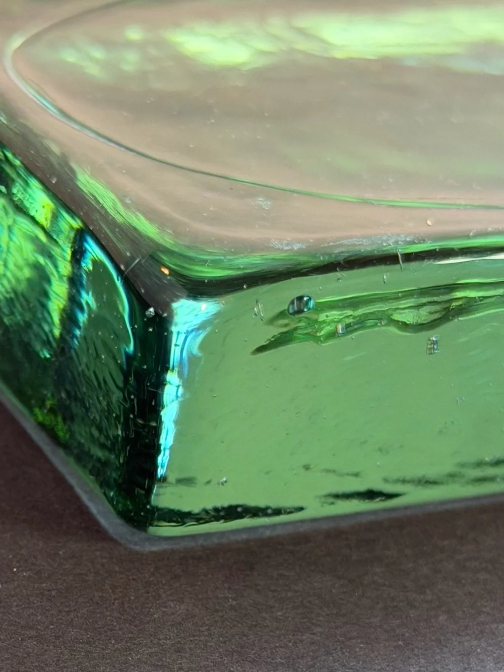 Green Glass Bar Soap Holder, Thick Glass 3.5x5